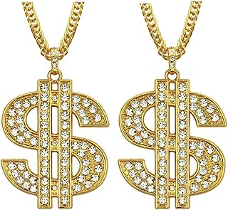 Collier chaîne plaqué or pour homme avec pendentif signe dollar, collier dollar hip