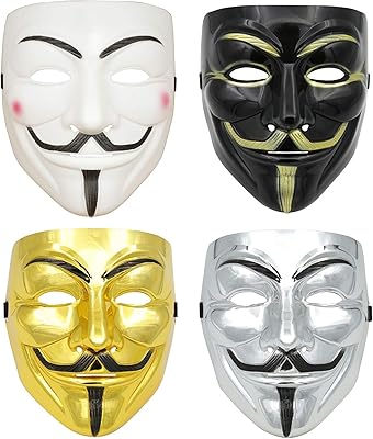4 pièces masque de hacker pour enfants anonyme halloween cosplay costume