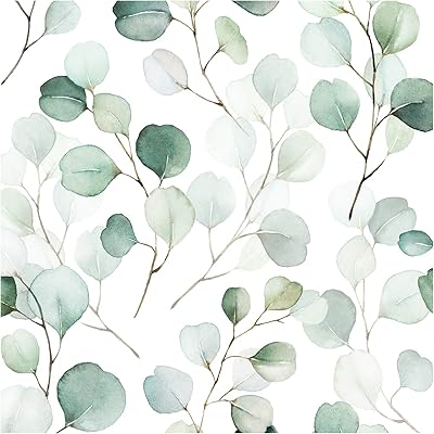Papier peint à décoller et à coller haocom 93044, motif de feuilles d'eucalyptus