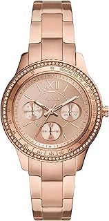 Montre fossil pour femme en or rose stella sport multifonction en acier inoxydable