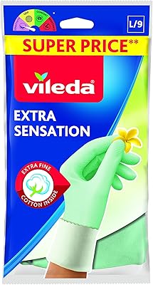 Gants en coton velours vleda extra sensation, taille l, alliage d'acier, vert, l
