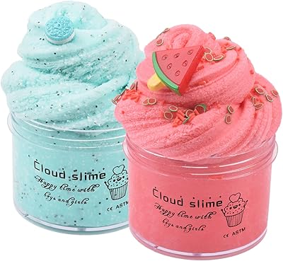 Un ensemble de deux pièces de slime en forme de nuage, oreo bleu