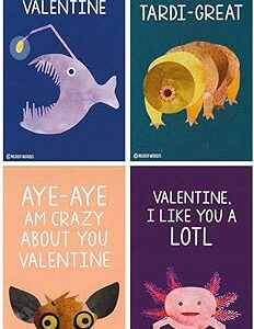 Mini poisson pêcheur axolotl tardigrade aye aye valentines (lot de 24, format portefeuille) cartes de créatures étranges pour la saint-valentin par nerdy words. Le meilleur du e-commerce discount réuni sur Diaytar