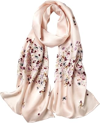 Écharpe longue en soie de mûrier à imprimé floral pour femme, châle léger