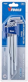Jeu de 9 clés hexagonales extra longues en chrome vanadium vtools (1,5-10 mm)