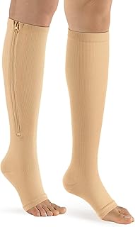 Vcell 24 bas de compression beiges à fermeture éclair pour hommes et femmes