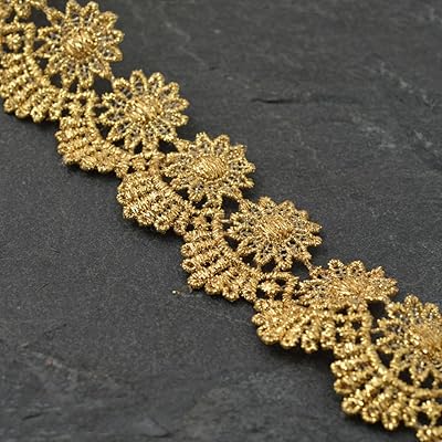 Dentelle dorée métallique de 1-1-4 pouces pour mariage costume ou bijoux artisanat