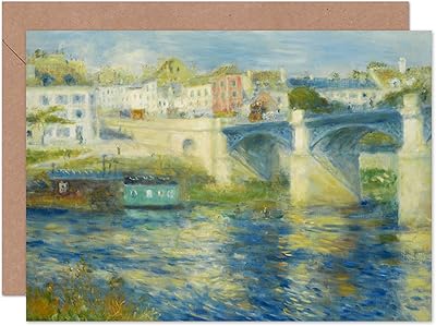 Belle carte de vœux artistique pont renoir à chatou plus enveloppe