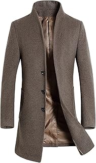 Manteau long décontracté pour hommes, col montant, coupe-vent, épais, coupe ajustée, manteau d'hiver