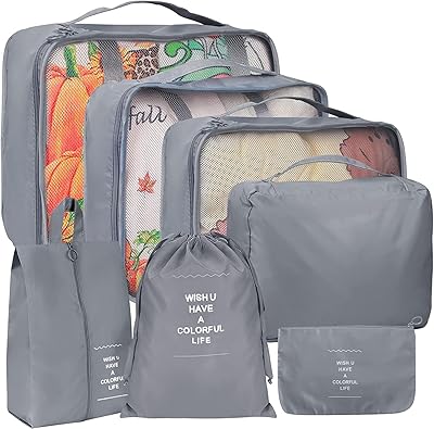 Ensemble de 7 cubes de rangement, organisateur de bagages de voyage, sacs