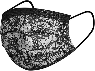 50 masques jetables en dentelle imprimée pour adultes, masque facial à 3 couches