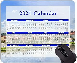 Calendrier 2021 tapis de souris miroir d'église de ville avec bords cousus