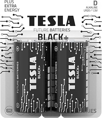 Batterie tesla d noire + alcaline - pile d-plaster foil extra power lr20/1,5
