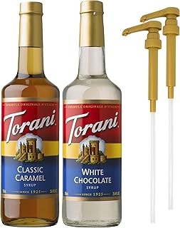Sirop de chocolat blanc et de caramel classique torani, bouteille de 750 ml