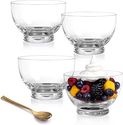 Bols à dessert en verre soufflé la main ensemble de 4