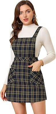 Robe trapèze boutonnée à motif tartan pour femme, marron, m