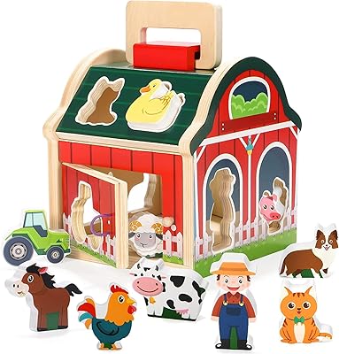 Jouets de tri de formes d'animaux de la ferme en bois am anna