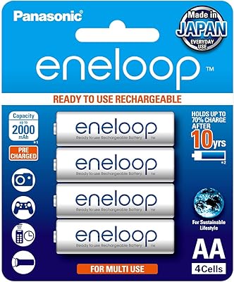 Batterie rechargeable panasonic eneloop ni-mh aa4, bk-3mcce/4bt (2000 mah, 4 pièces)