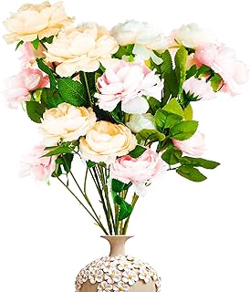 Arrangement de fleurs de pivoines artificielles xiaozhai, 9 bouquets de fleurs de pivoines