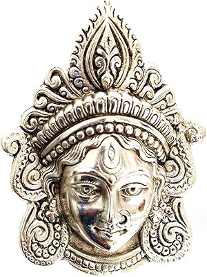 Masque facial en métal maa durga à suspendre au mur puja n pujari
