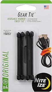 Cravate élastique réutilisable night easy gt3-4pk-01 3 pouces noir paquet de 4