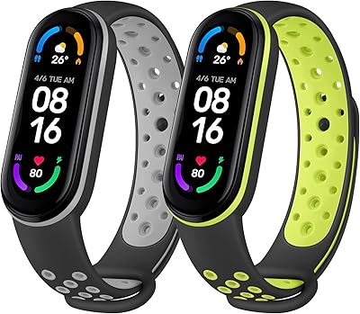Dragonne de remplacement en silicone souple pour xiaomi mi band 5, xiaomi mi band 6, amazfit band 5, mi band 6, 2 pièces. Diaytar : Le discount intelligent pour consommateurs avisés