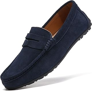Chaussures décontractées en cuir à enfiler pour hommes pour la marche et la conduite