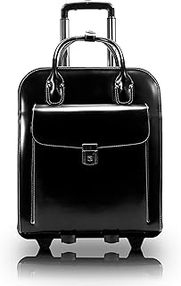 Sacoche pour ordinateur portable pour femme à roulettes amovibles, en cuir, avec un design