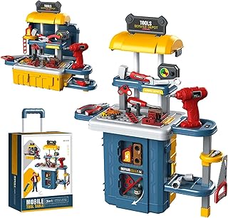Arabest ensemble de banc à outils pour enfants établi pour tout-petits avec perceuse