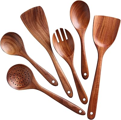 Ensemble d'ustensiles de cuisine antiadhésifs en bois nyahus, couverts et fourchettes à salade