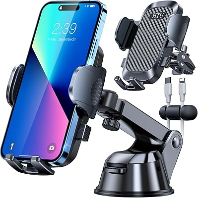 Support de téléphone portable de voiture [aspiration super et stable améliorée] mains libres