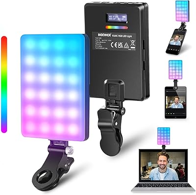 Neewer lumière led rvb pour téléphone avec support de téléphone et clip lumineux