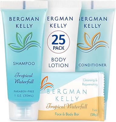 Ensemble de toilette de voyage berman kelly : savon en barre, shampoing, après-shampooing