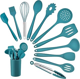 Ensemble d'ustensiles de cuisine en silicone, homikit 12 pièces avec support, ustensiles