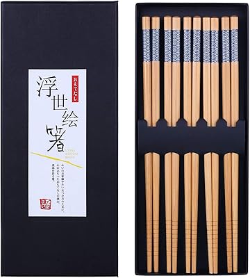 Coffret cadeau de baguettes en bambou réutilisables de style japonais classiques naturel lavables