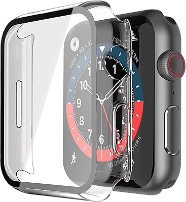 Coque transparente tecom pour apple watch series 7 45 mm protecteur d'écran coque