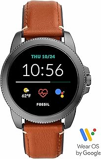 Montre intelligente fossil 5ème génération pour hommes, 44 mm en acier inoxydable, écran
