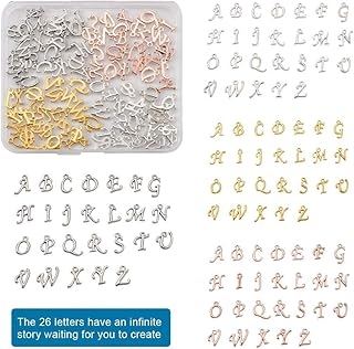 208 pièces de pendentifs alphabet abc 4 couleurs a-z premières lettres