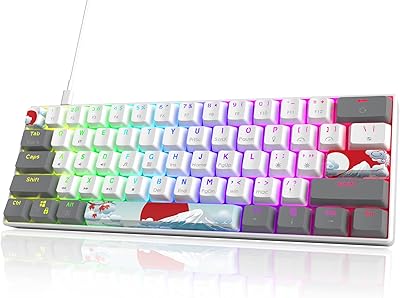 Clavier mécanique opkinthe 60 % rvb avec touches rouges, clavier de jeu filaire
