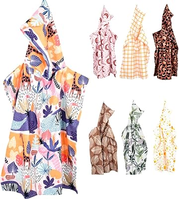 Serviette de plage à capuche poncho pour enfants et adultes, serviette de plage