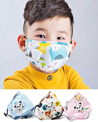 Couvre-visages lavables et réutilisables pour enfants avec évent, filtre anti-poussière actif en pur