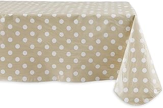 Nappe en vinyle die, 60" x 102", motif à pois beiges et blancs