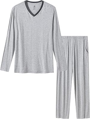 Mofiz ensemble pyjama 2 pièces à manches longues et col en v pour homme, vêtements de nuit, pantalon en modal avec poches de sommeil pour homme. Diaytar : Où chaque achat est une victoire pour votre budget
