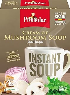 Tasse de soupe instantanée à la crème de champignons promolac, 20 g, paquet
