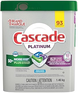 Détergent pour lave-vaisselle cascade platinum action packs, parfum fresh dawn - 93 pièces