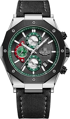 Montre chronographe à quartz en cuir véritable pour hommes à la mode, affichage