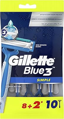 Rasoirs jetables gillette blue simple3 pour hommes, 8+2