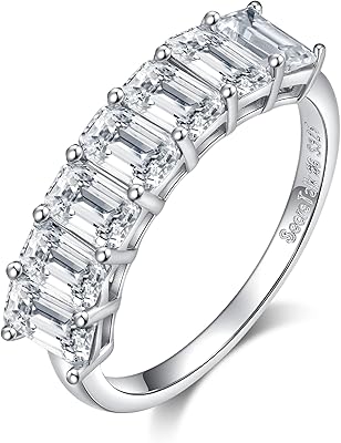 Bague de fiançailles pour femme en argent sterling 925 avec pierre d'émeraude