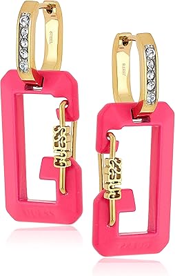 Boucles d'oreilles pendantes g snap en acier inoxydable de couleur rose et or
