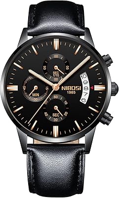 Montre tendance pour homme, ultra fine, étanche, mouvement chronographe à quartz, bracelet en cuir et acier inoxydable. Diaytar : Des offres irrésistibles chaque jour